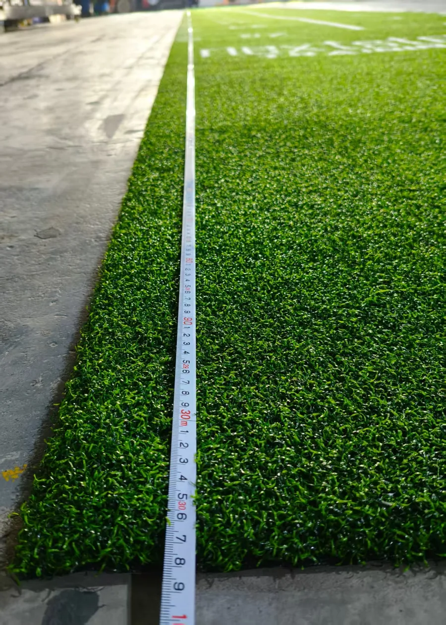 Tape measure confirming the 30m length of the Netherlands custom gym turf roll