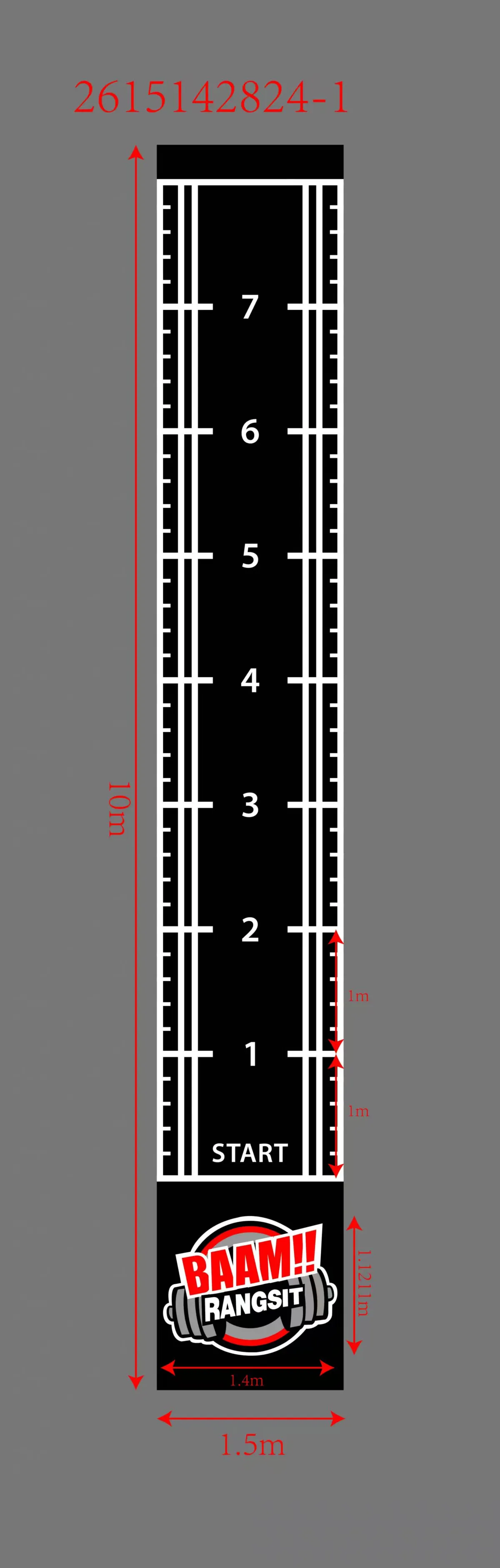 Layout artwork showing customer branding and numbered lane markings